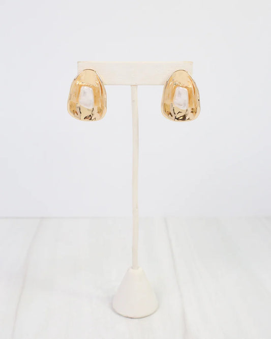 Dauphine Gold and Pearl Post Earring Gold