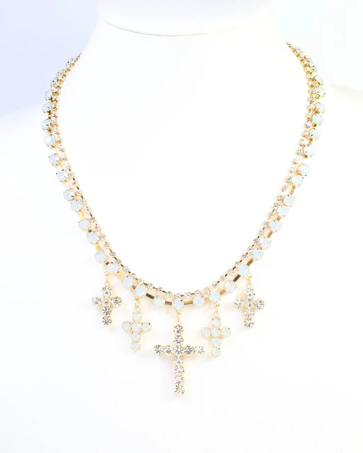 Jenna Multi Cross Rhinestone Necklace