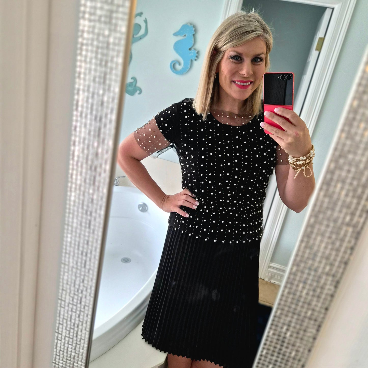 Embellished Mesh Top