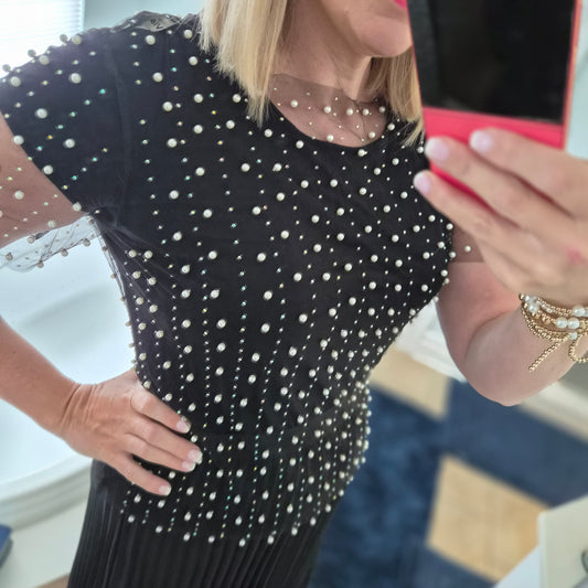 Embellished Mesh Top
