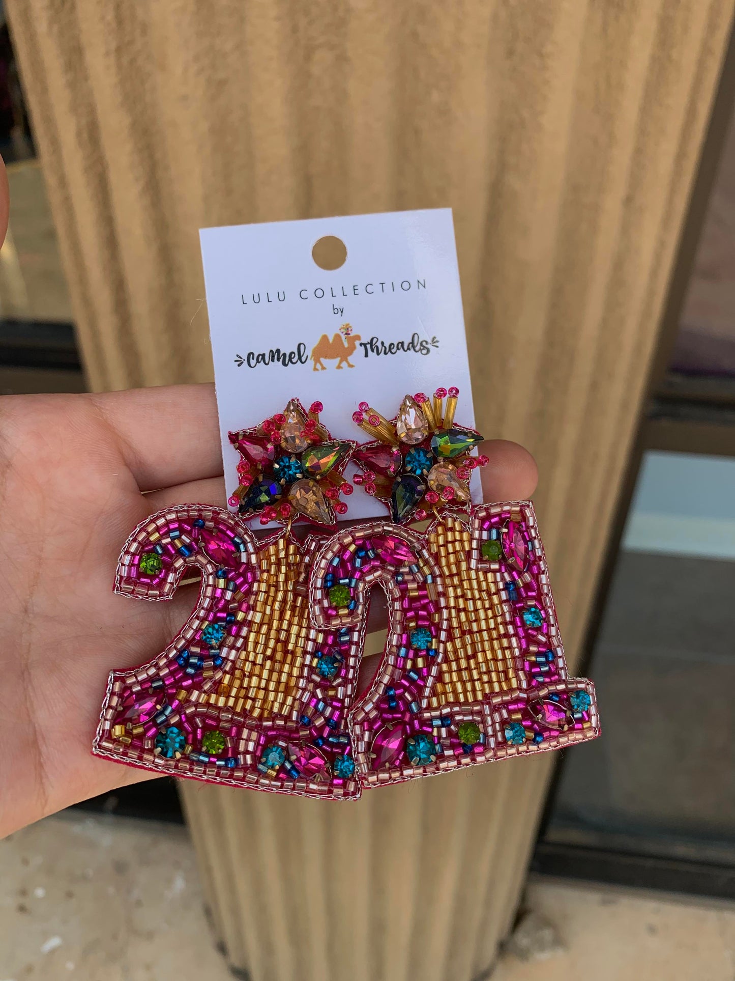 Camel Threads Statement Earrings