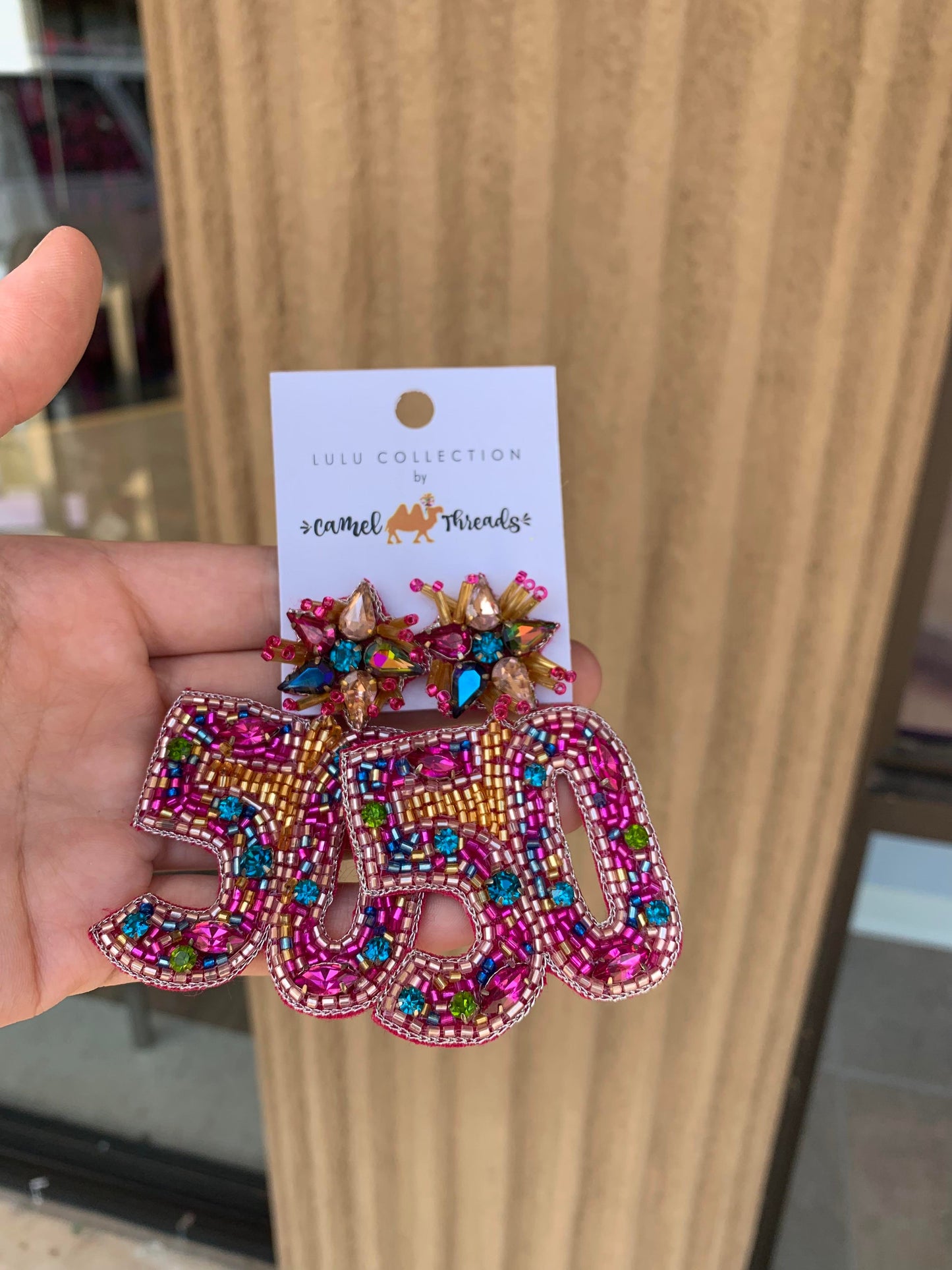 Camel Threads Statement Earrings
