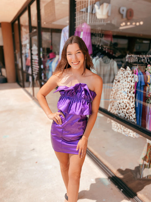 Ruffled Bandeau Mini Dress