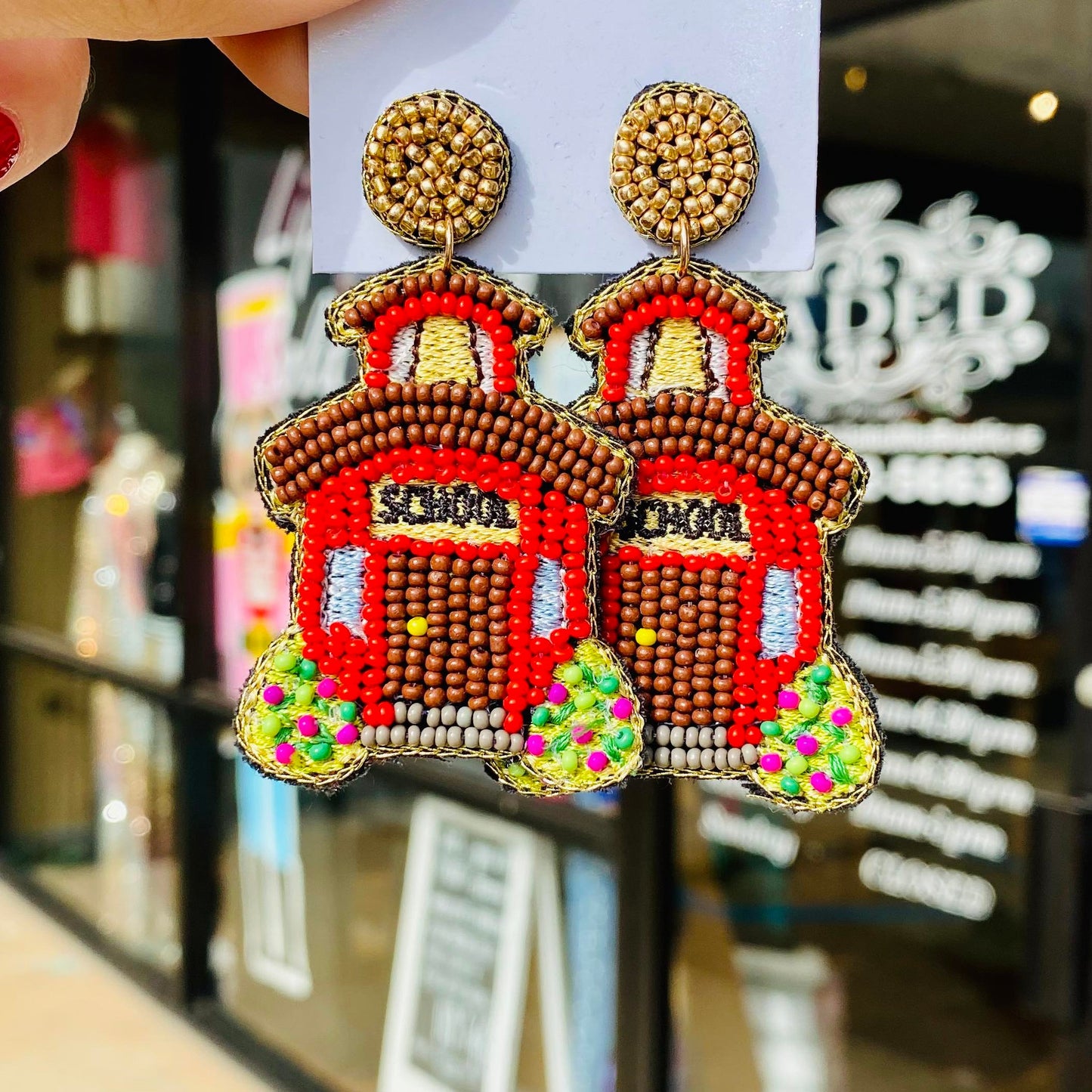 Camel Threads Statement Earrings