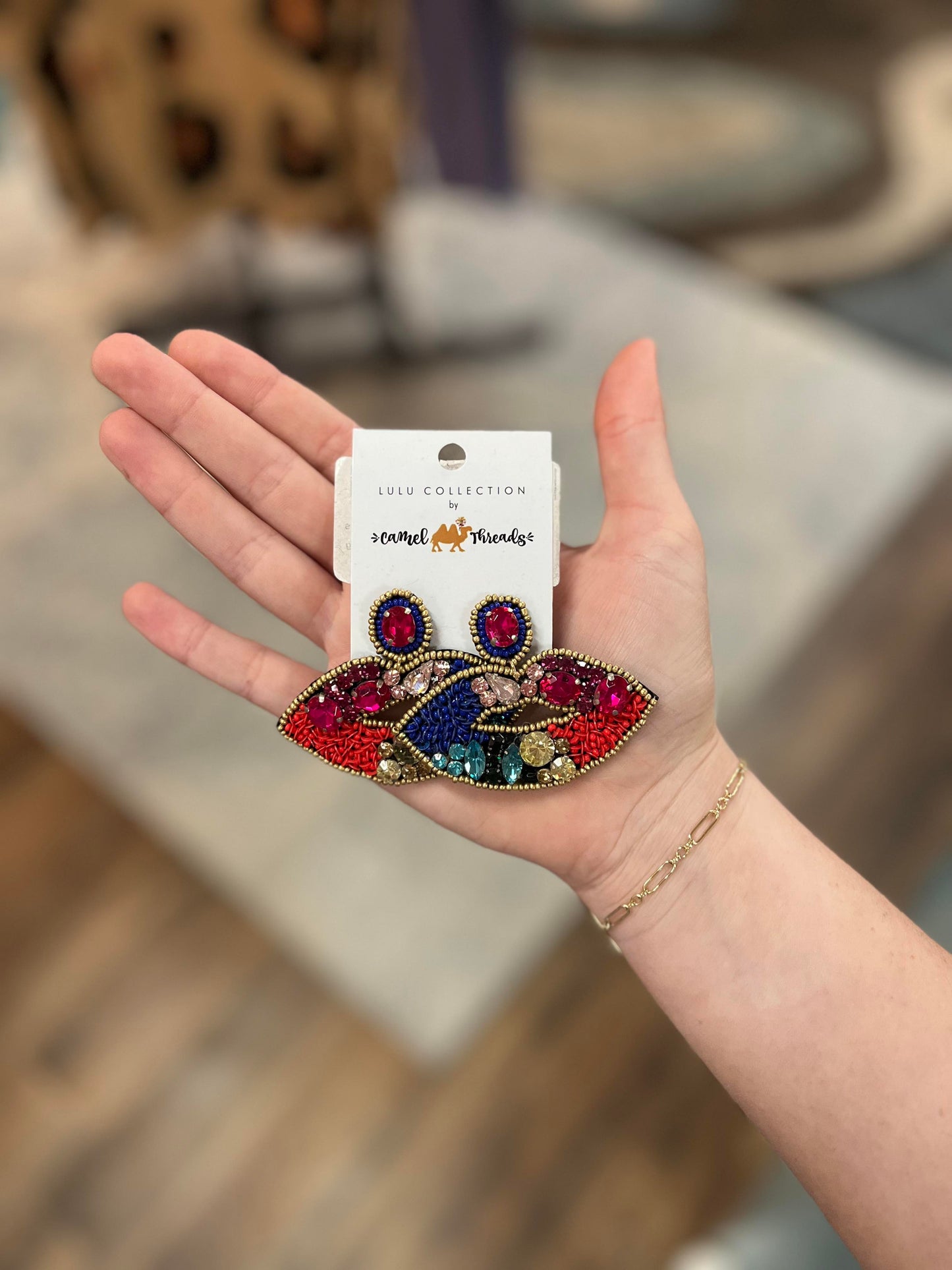 Camel Threads Statement Earrings