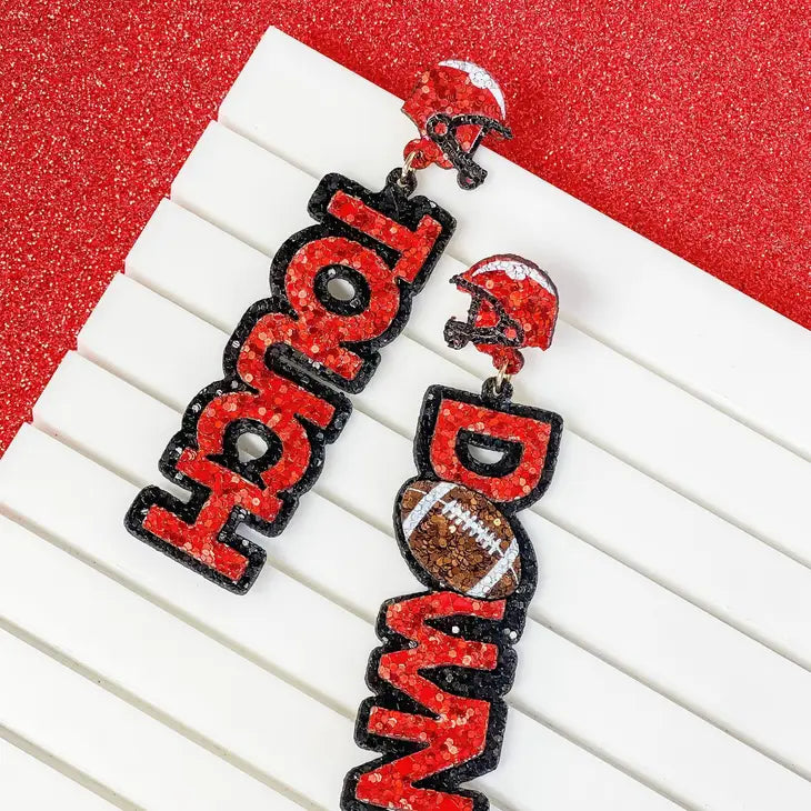 Glitter 'Touch Down' Football Earrings
