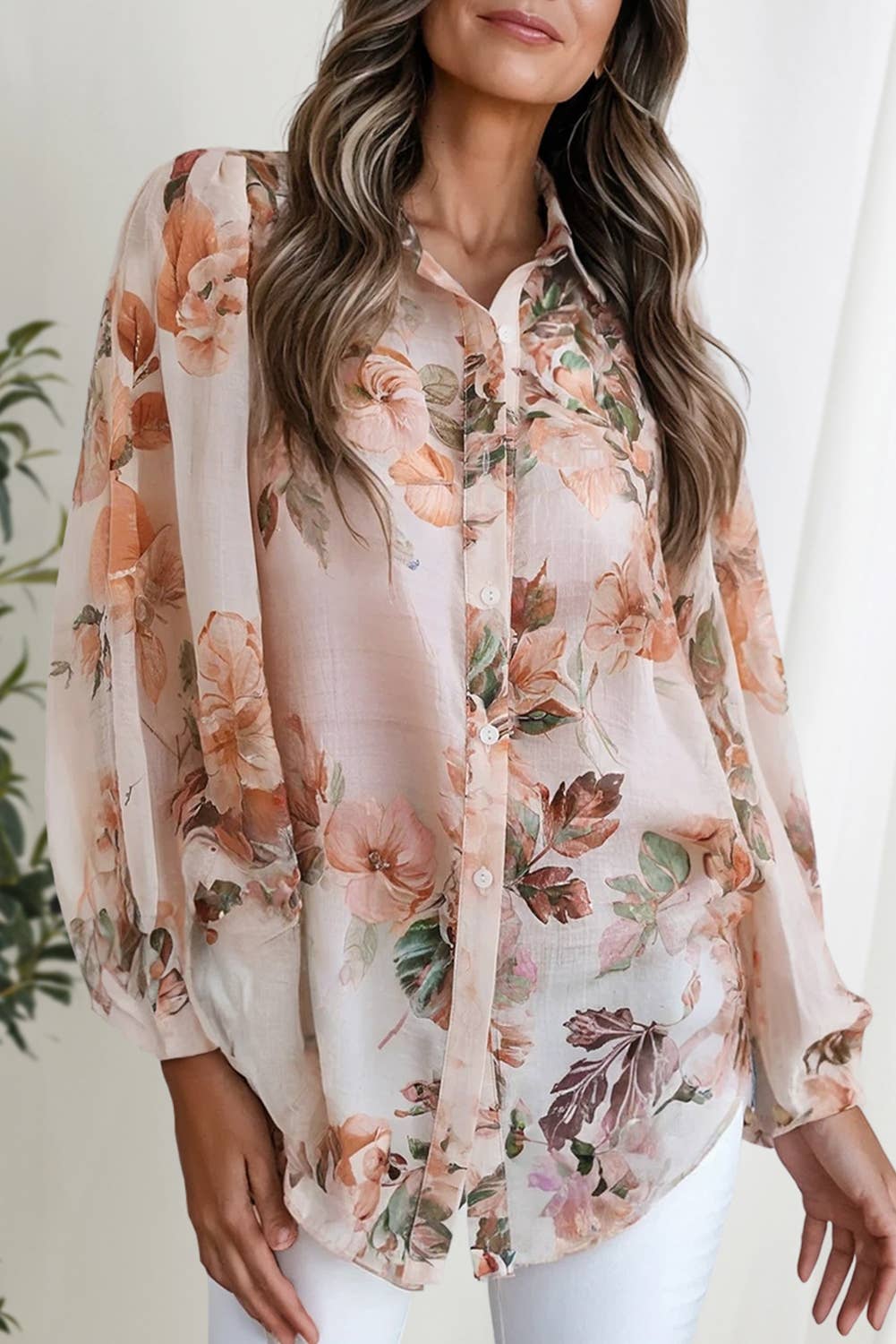 Retro Floral Puff Blouse