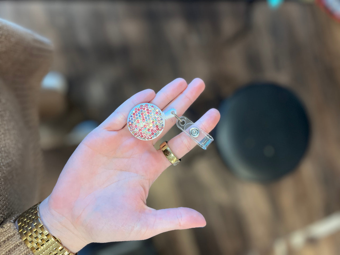 Bedazzled ID badge Clip