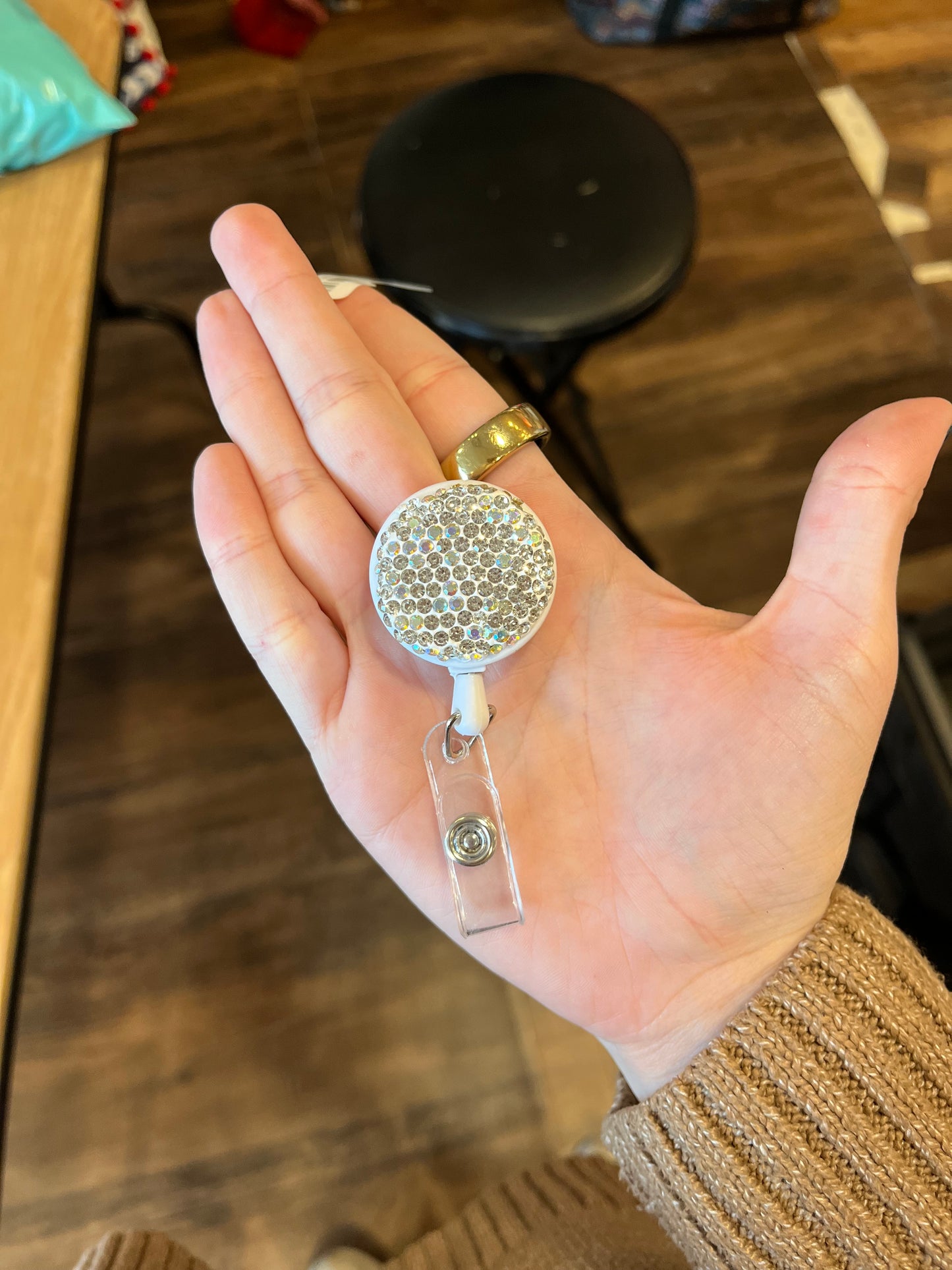 Bedazzled ID badge Clip