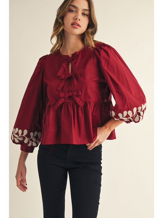 Fall Floral Sleeve Blouse