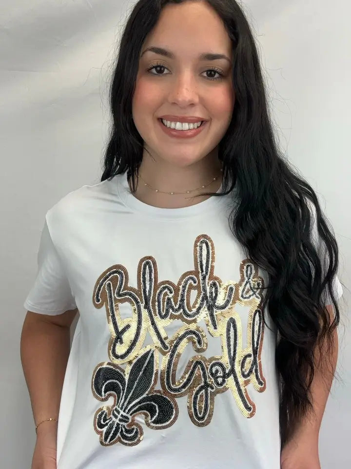 Black & Gold Sequin Tee