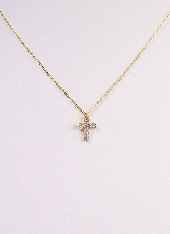 Pontiac CZ Cross Necklace GOLD