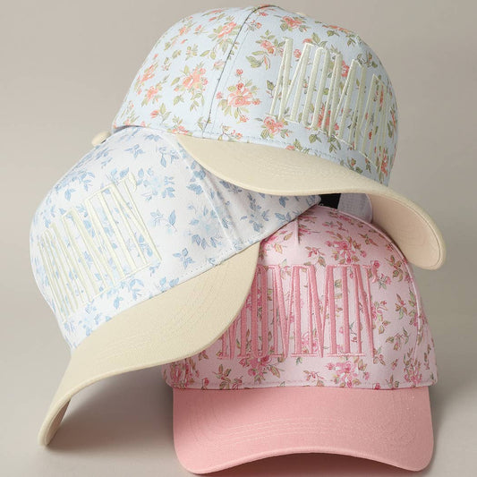 MOMMIN' Embroidered Flower PatternTrucker Hat