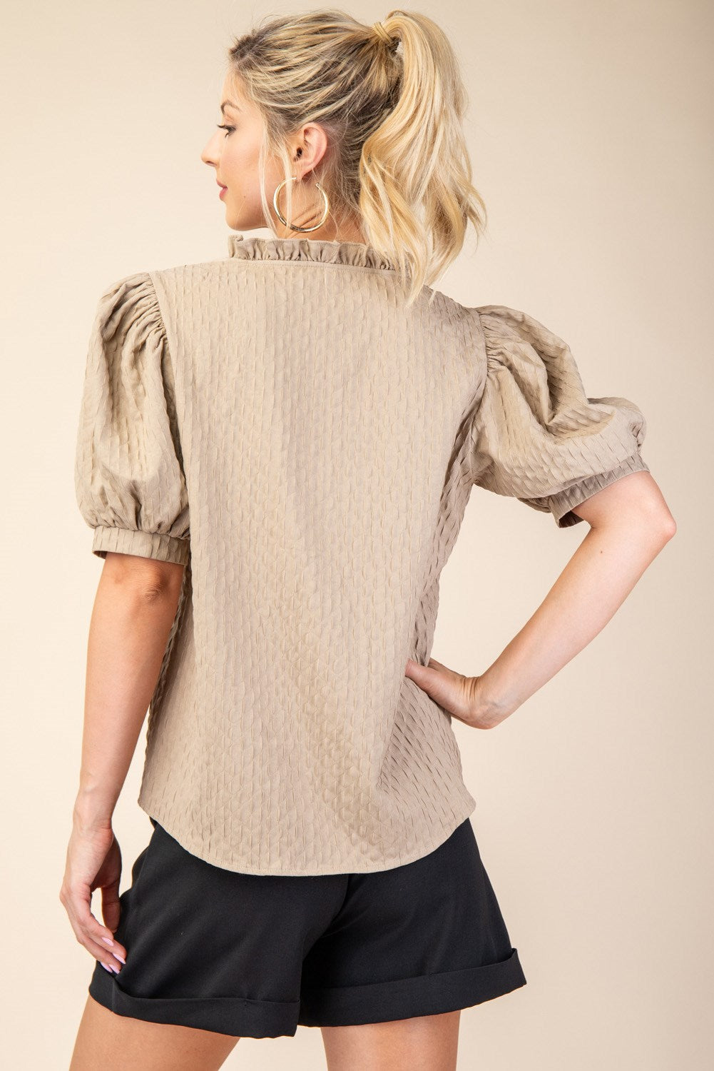 Puff Sleeve Textured Blouse