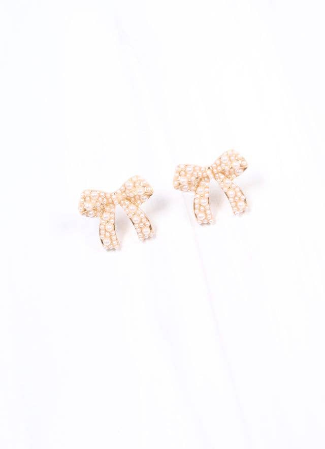 Caroline Hill - Paige Pearl Bow Earring GOLD