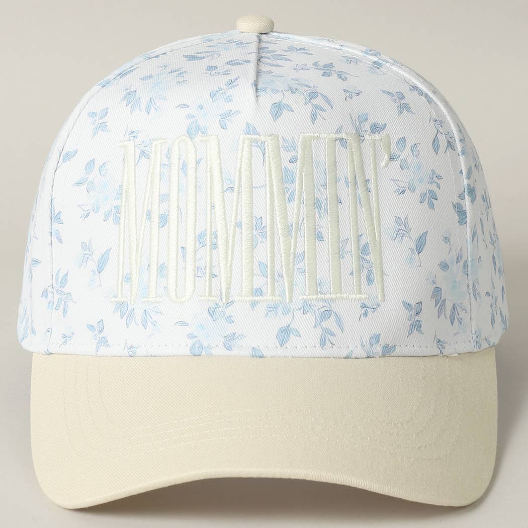 MOMMIN' Embroidered Flower PatternTrucker Hat