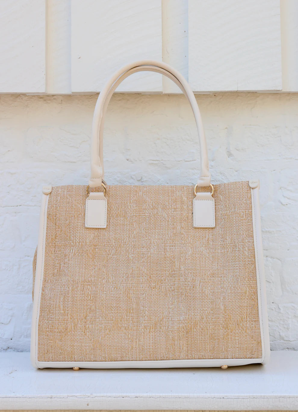 Hailey Tote Natural Lattice Cream