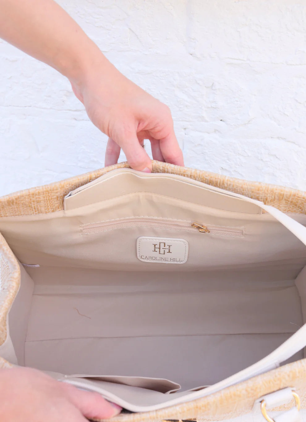 Hailey Tote Natural Lattice Cream