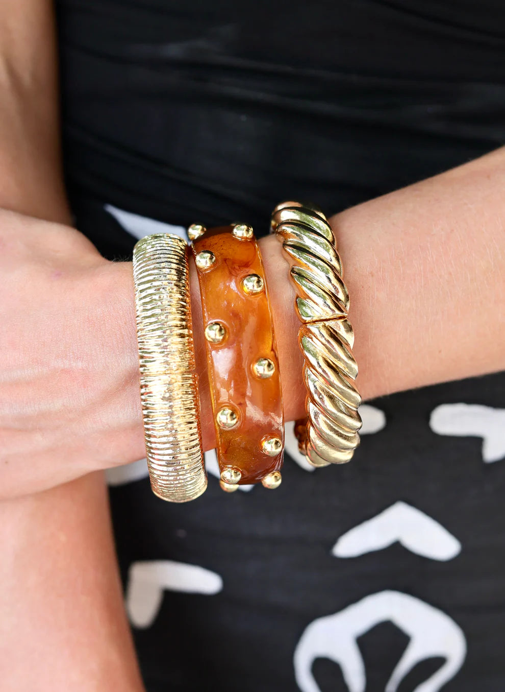Studded Tortoise Bangle Set