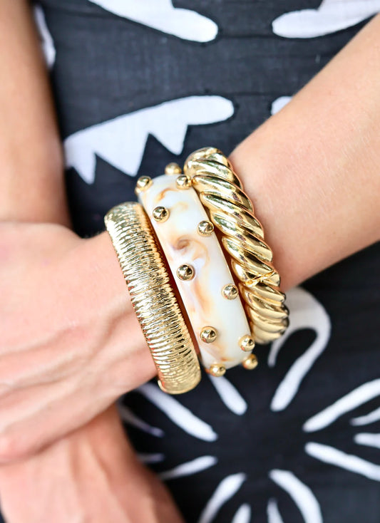 Studded Tortoise Bangle Set
