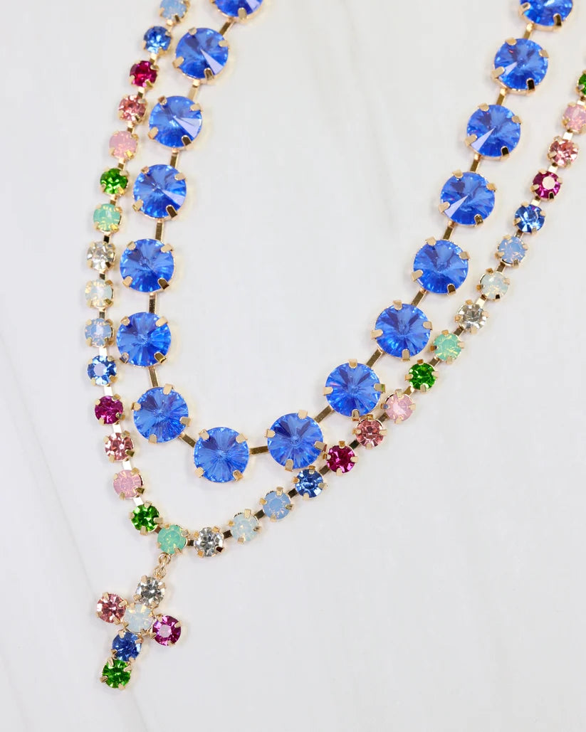 Roxanne Rhinestone Necklace Sapphire