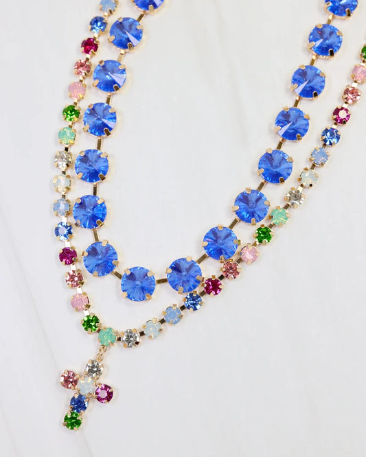 Roxanne Rhinestone Necklace Sapphire