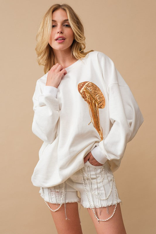 Football Sequin Patch Sweatshirt