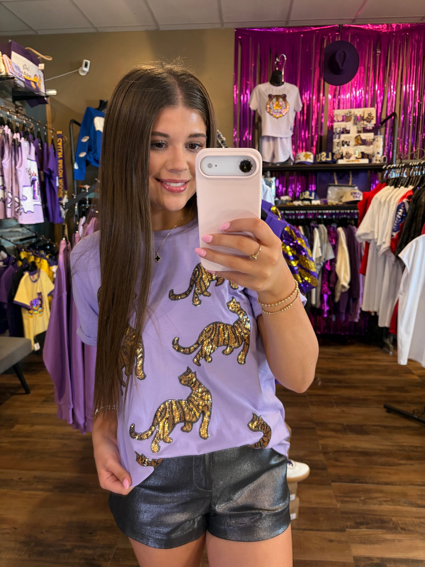 Sequin Tiger Patched Tee