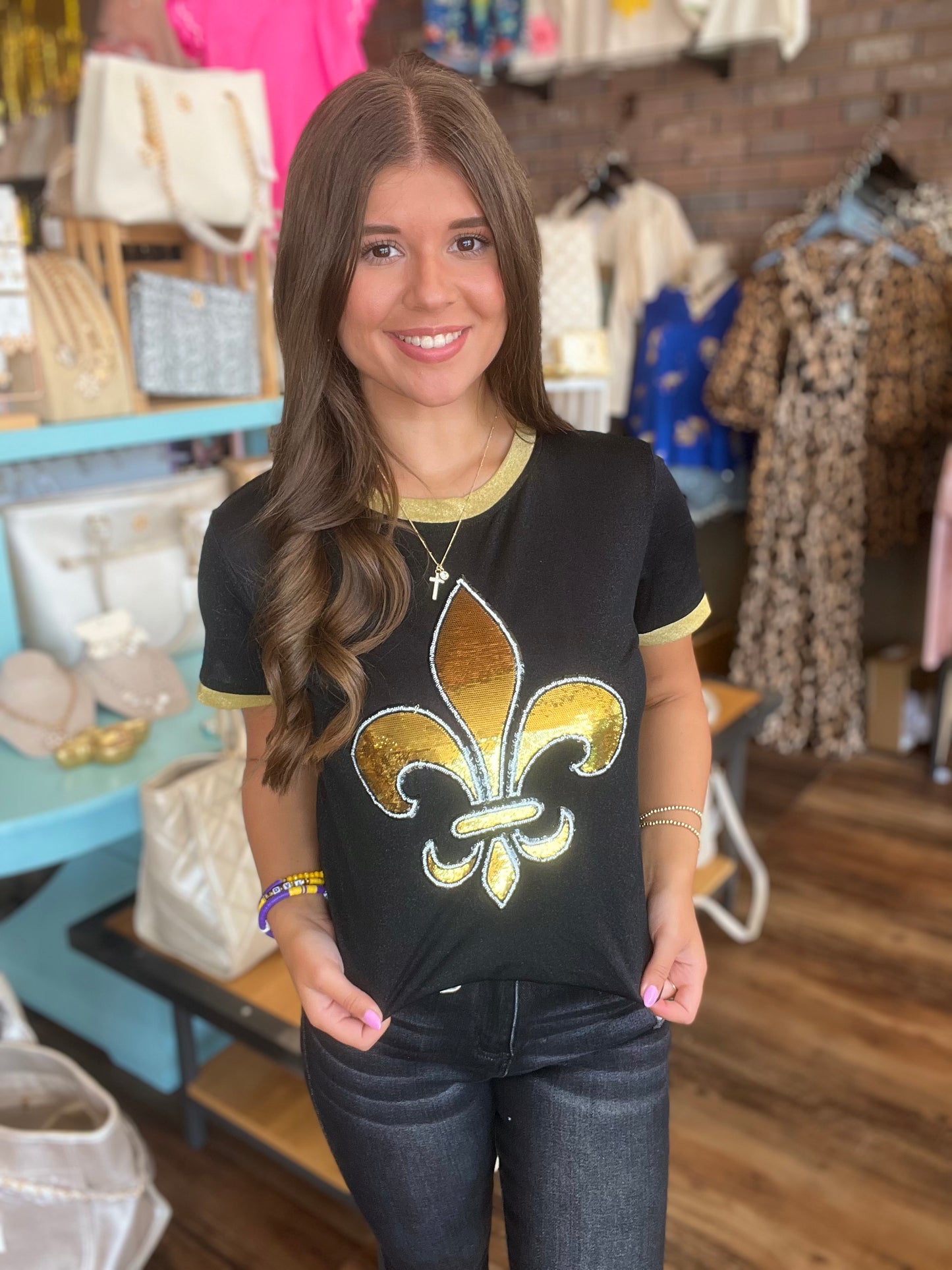 Fleur de Lis Glitter Tee