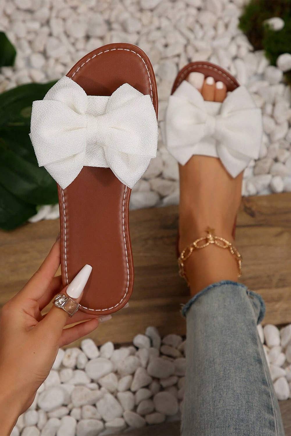 Bow Knot Leather Flats