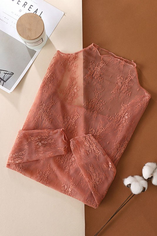 Sheer Mesh Lace Knit Top