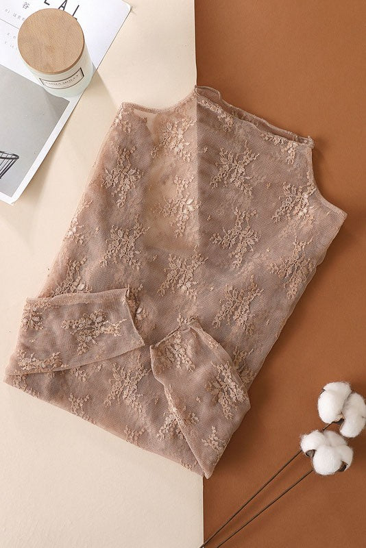 Sheer Mesh Lace Knit Top