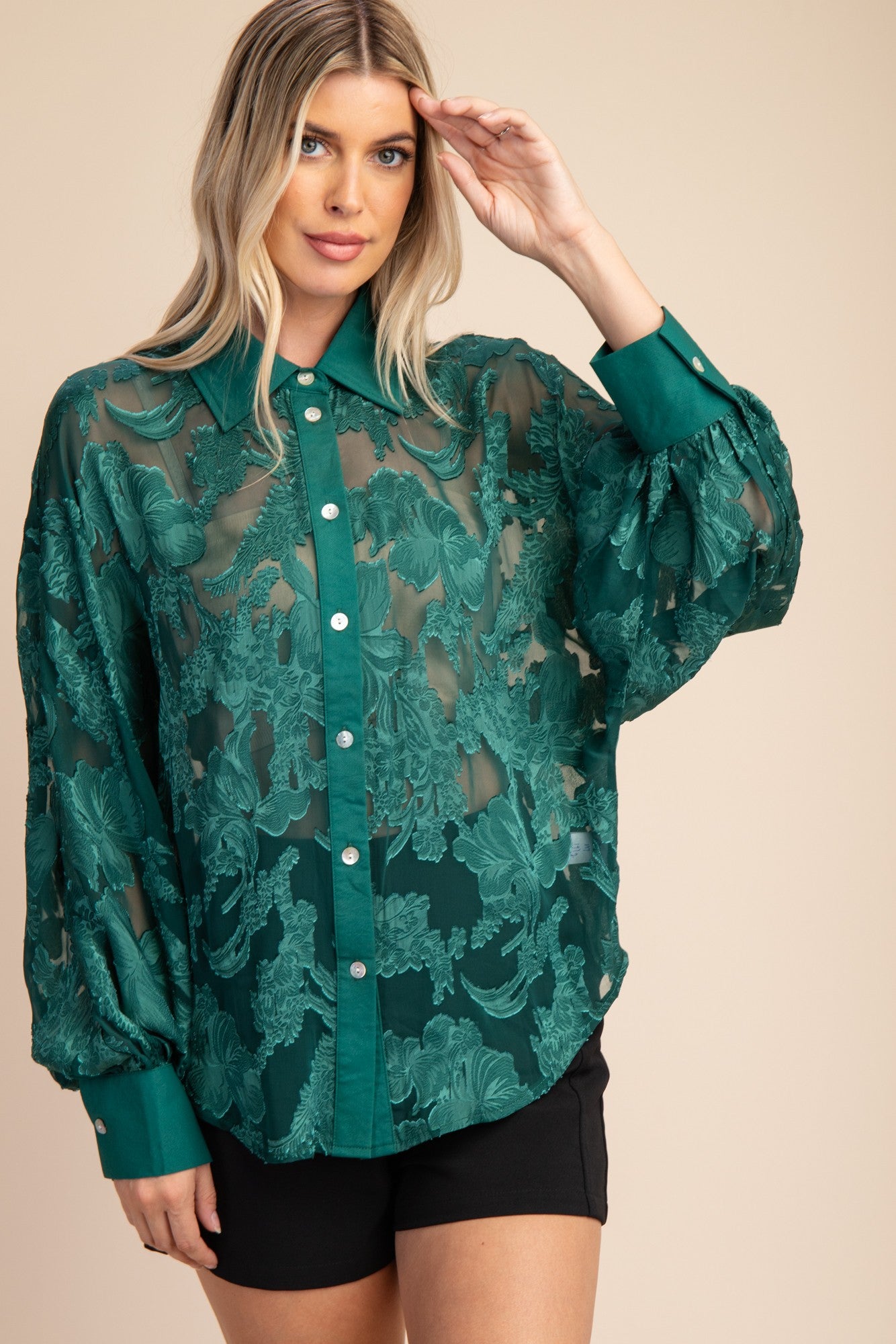 Floral Sheer Button Up