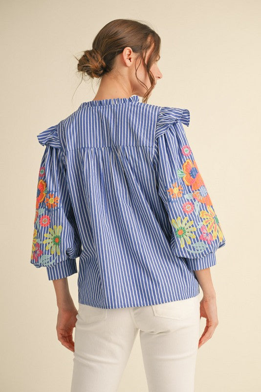 Embroidered Sleeve Blouse