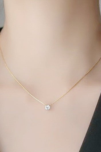 18k Stainless Steel Tarnish Free Solitaire Necklace