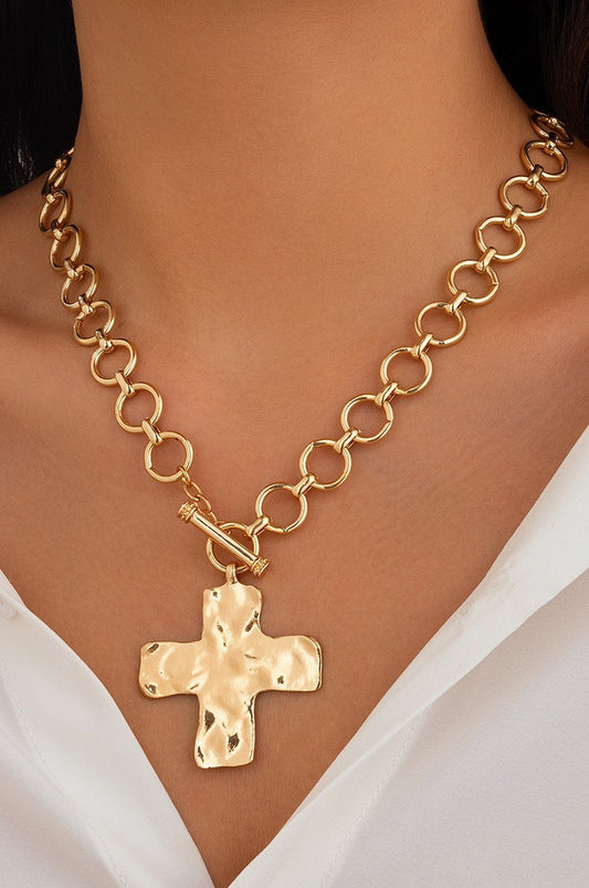 Hammered Cross Necklaces