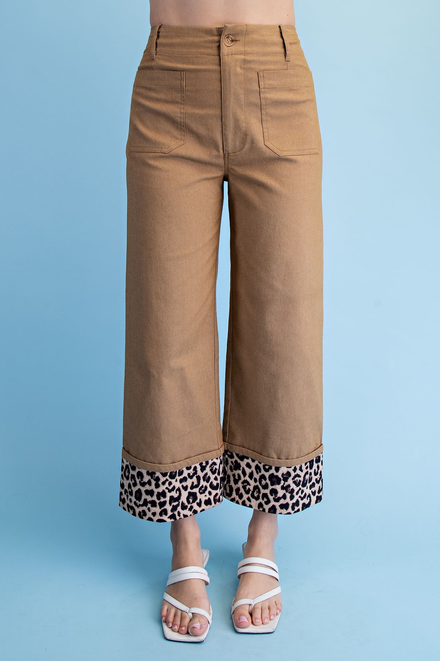 Leopard Cuffed Ankle Cropped Pants