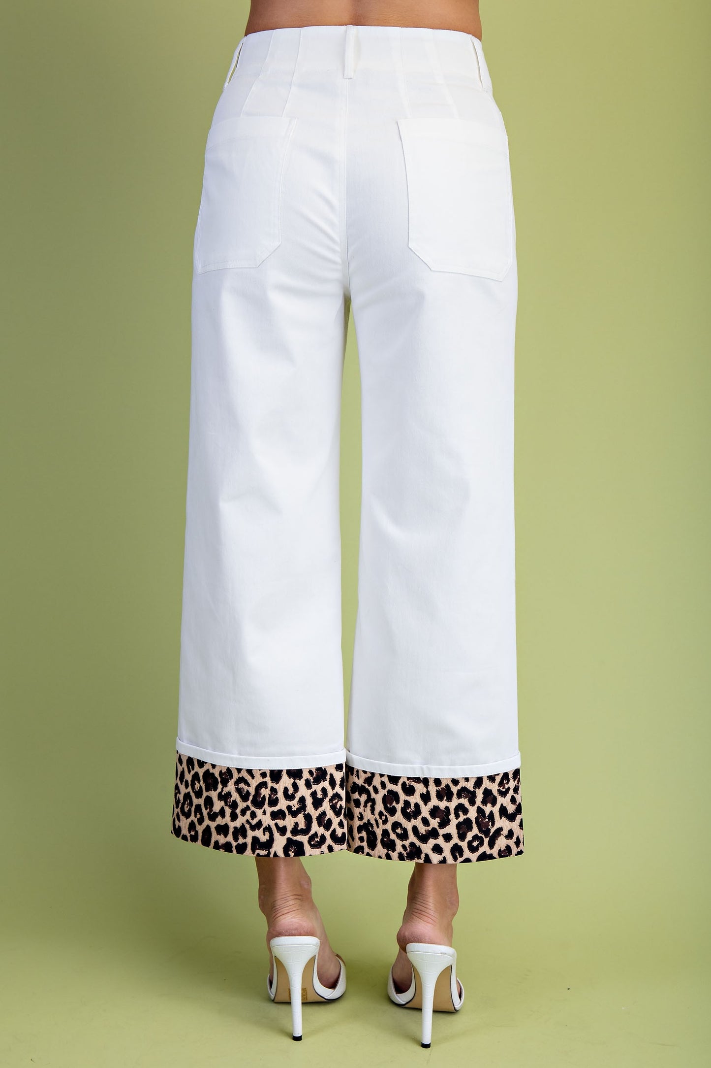 Leopard Cuffed Ankle Cropped Pants