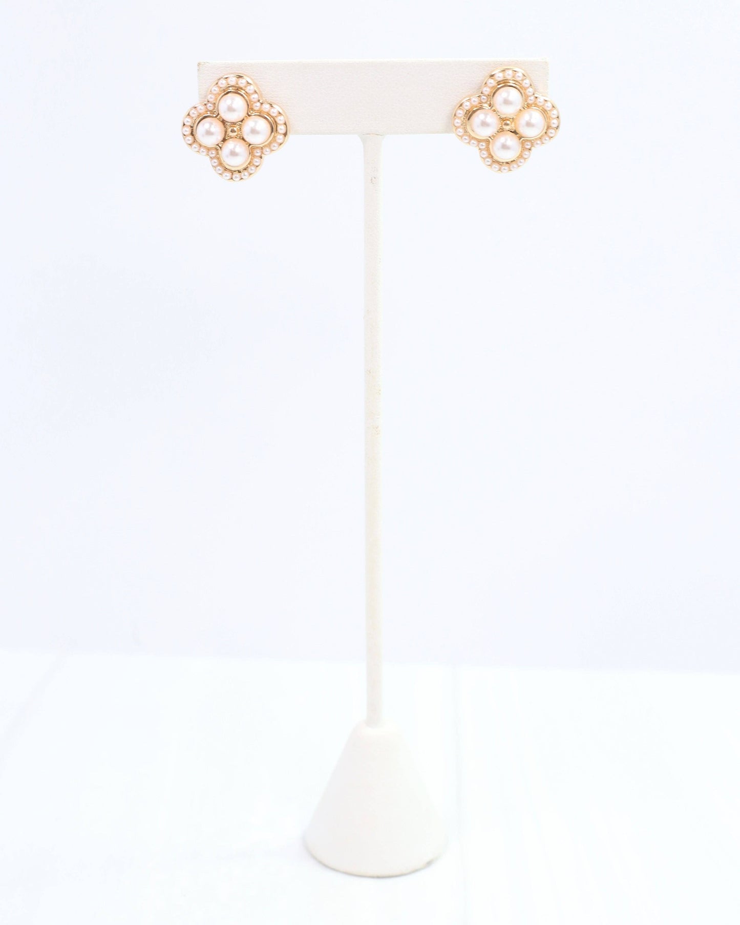 Ciebon Clover and Pearl Stud Gold