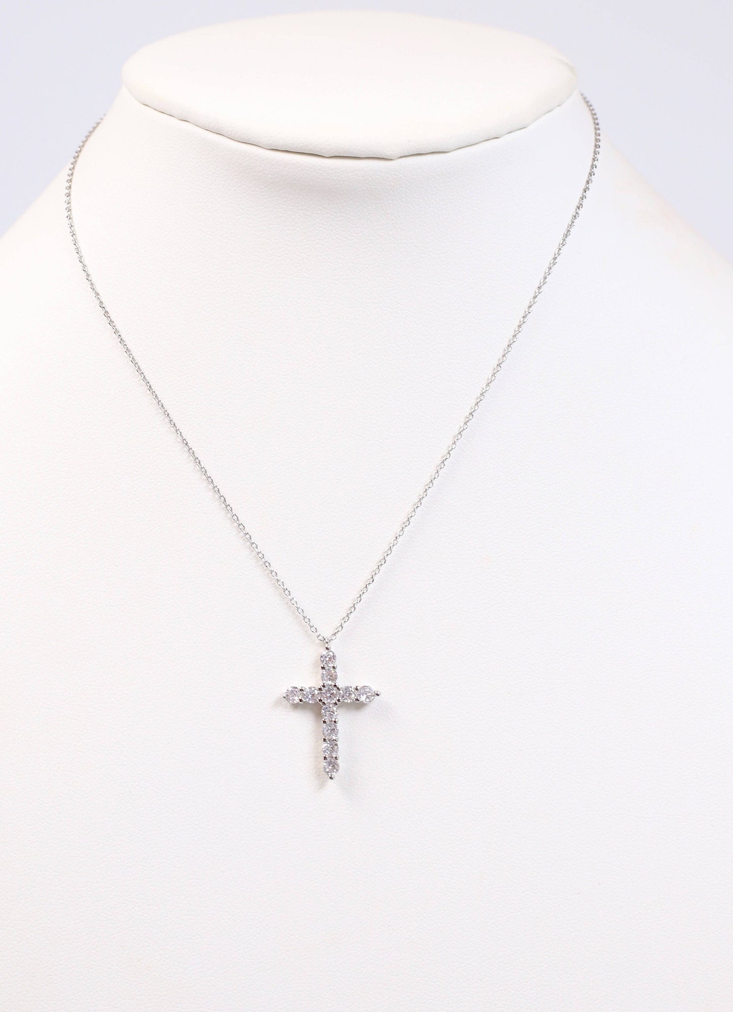 Valencourt CZ Cross Necklace SILVER