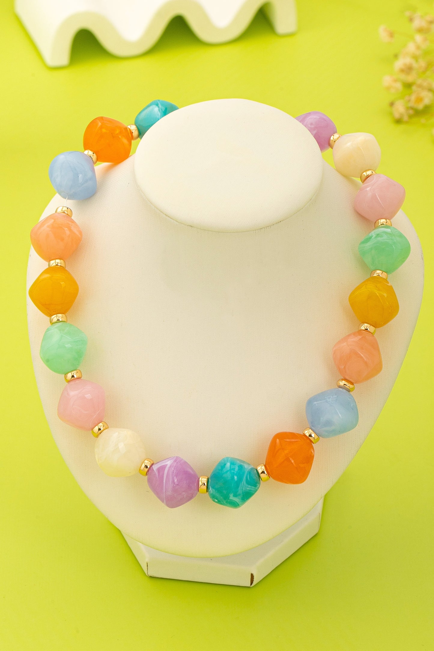 Faceted Pastel Bead Necklace