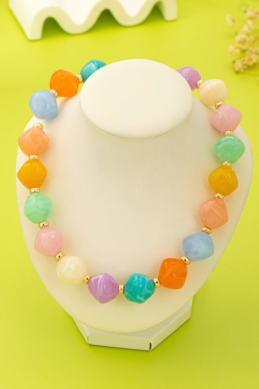 Faceted Pastel Bead Necklace