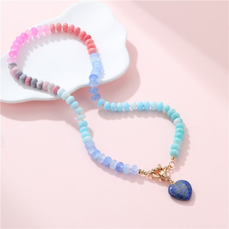 Glass Bead Necklaces with Heart