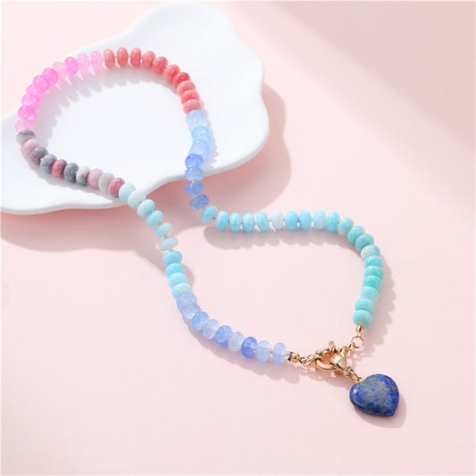 Glass Bead Necklaces with Heart