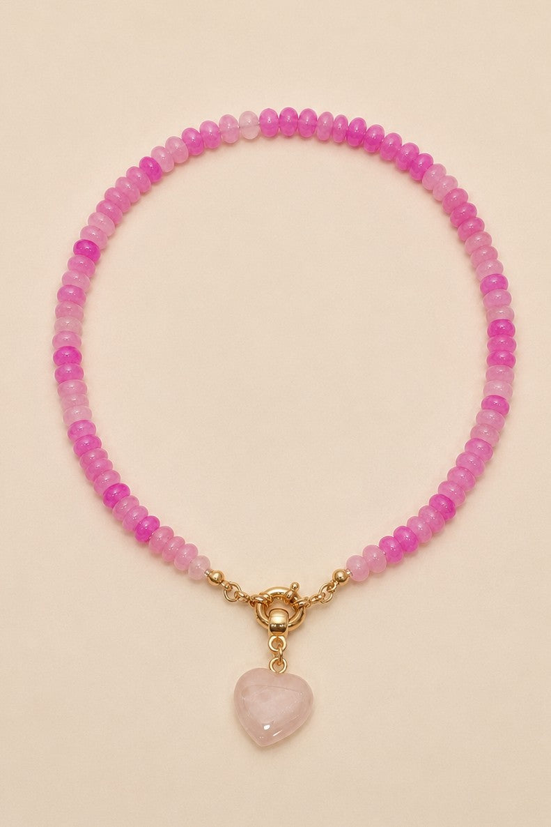 Glass Bead Necklaces with Heart