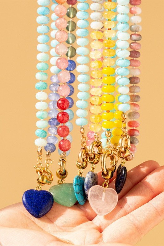 Glass Bead Necklaces with Heart