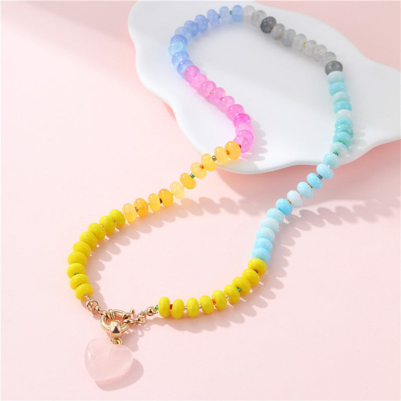 Glass Bead Necklaces with Heart