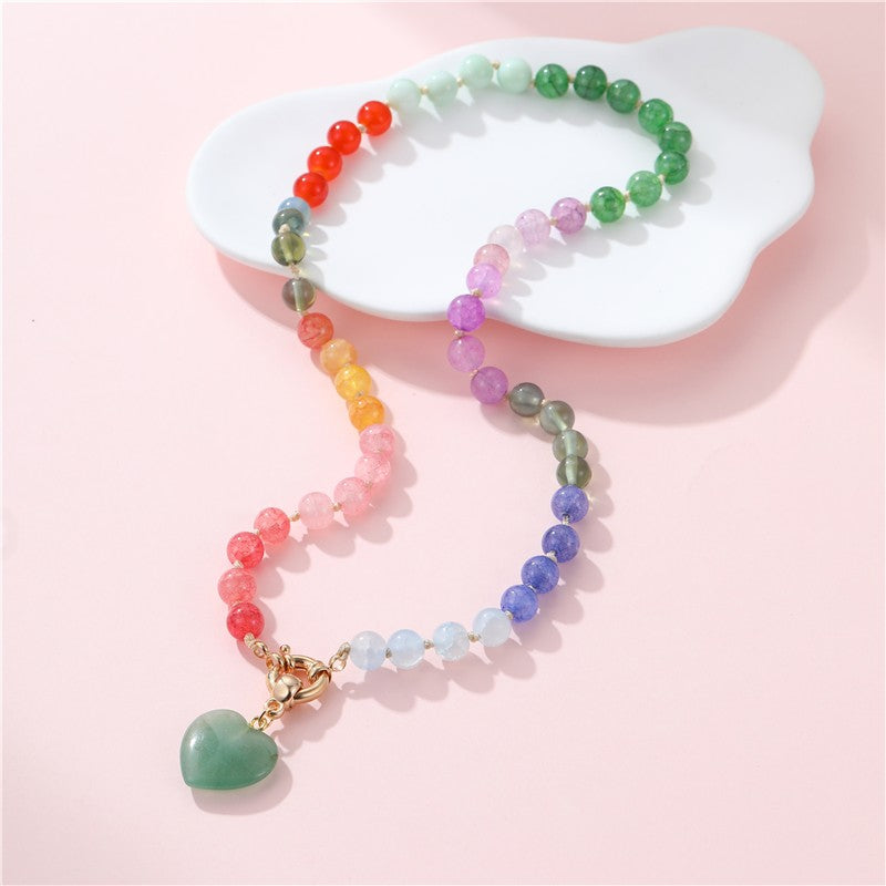 Glass Bead Necklaces with Heart
