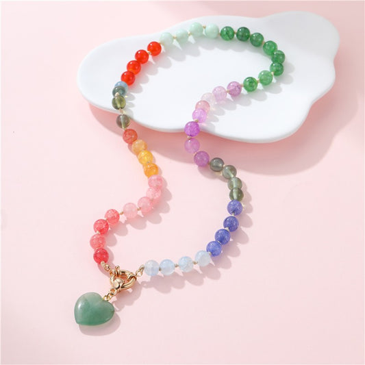 Glass Bead Necklaces with Heart