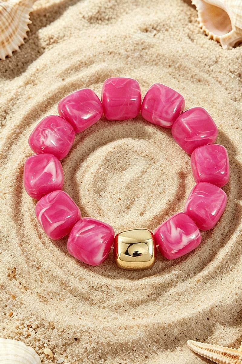 Boho Resin Geometric Bead Stretch Bracelet